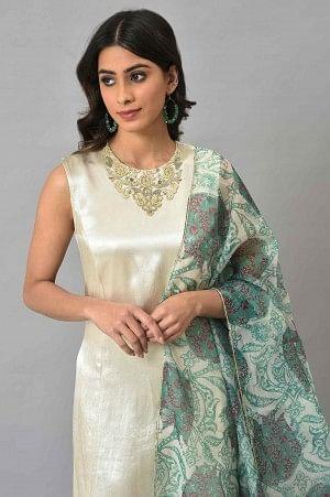 Ecru Sleeveless Ethnic kurta Set - wforwoman