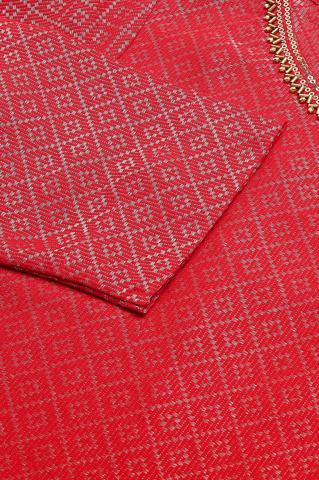 Red Geometric Print Dobby kurta - wforwoman