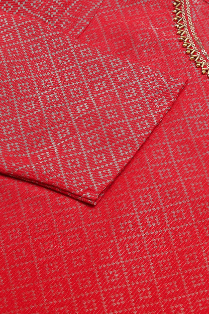 Red Geometric Print Dobby kurta - wforwoman