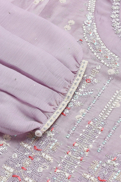 Lavender Shantung kurta With Embroidery - wforwoman