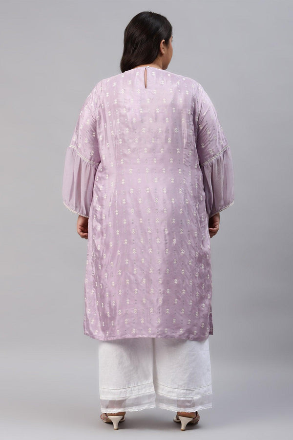 Lavender Shantung Plus Size kurta With Embroidery