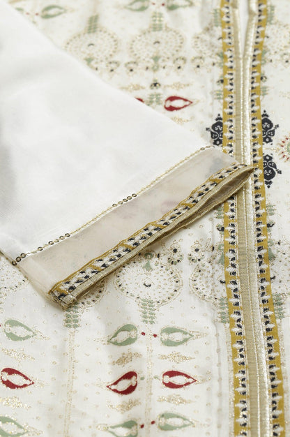 Ecru Glitter Printed kurta With Sequins - wforwoman