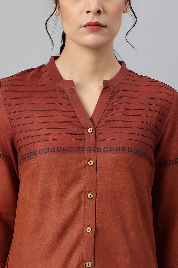 Red Geometric Printed Rayon Straight Kurta and Parallel Pant Set