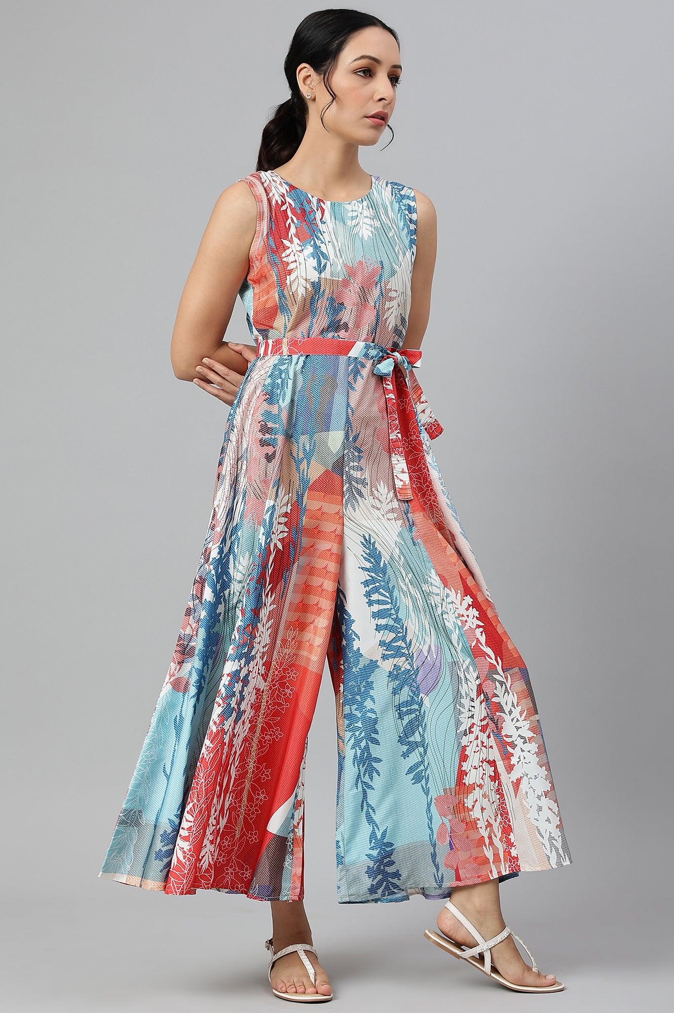 Multicoloured Abstract Printed Jumpsuit - wforwoman