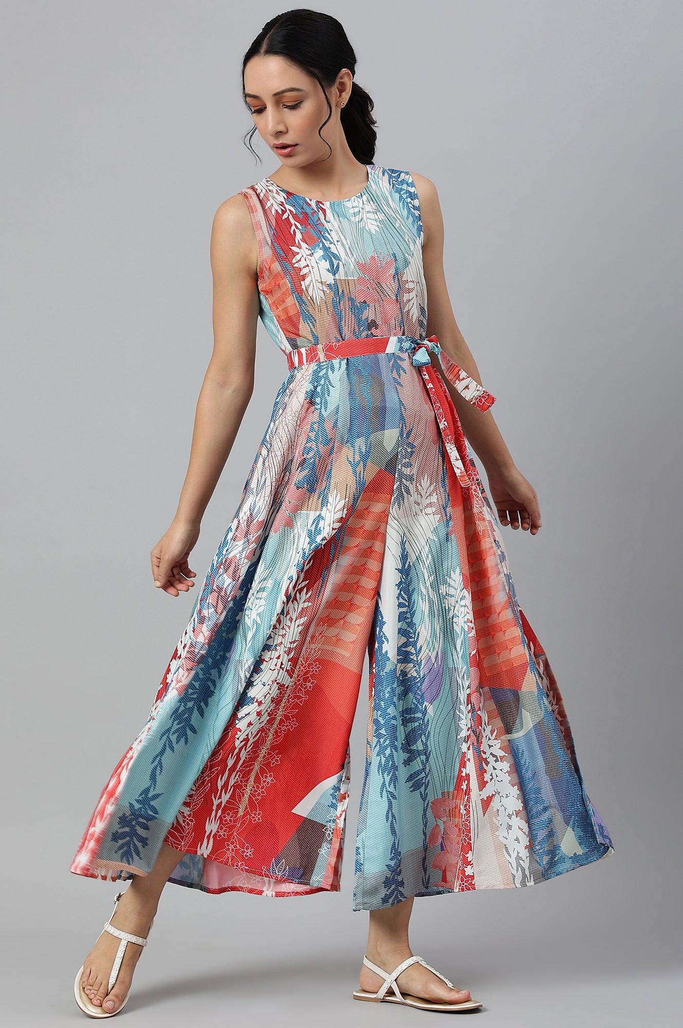 Multicoloured Abstract Printed Jumpsuit - wforwoman