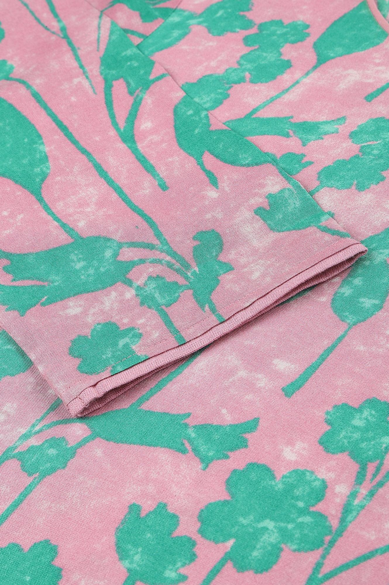 Light Purple Floral Print Straight kurta - wforwoman