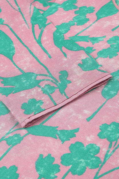 Light Purple Floral Print Straight kurta - wforwoman