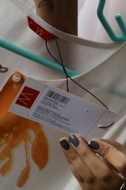 Ecru Placement kurta With Yellow Floral Print - wforwoman