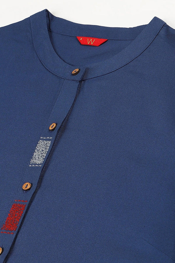 Blue And Grey Colour Block kurta