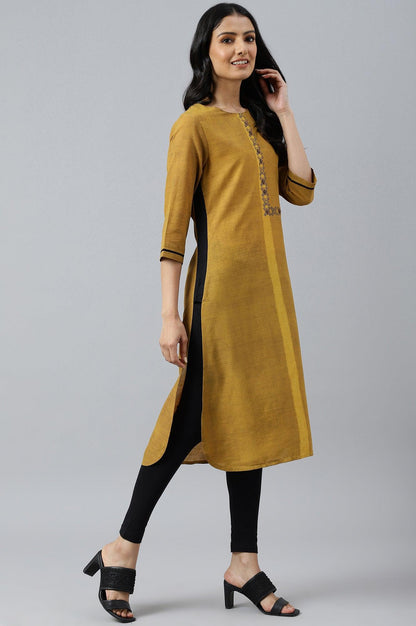 Mustard Asymmetric Contemporary kurta - wforwoman