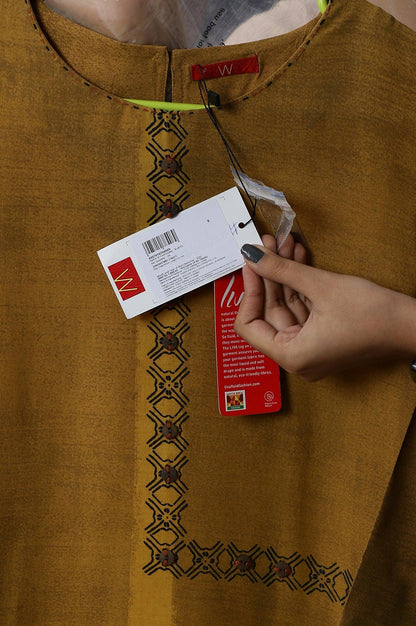 Mustard Asymmetric Contemporary kurta - wforwoman