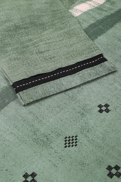 Green Godet Box Pleat kurta - wforwoman