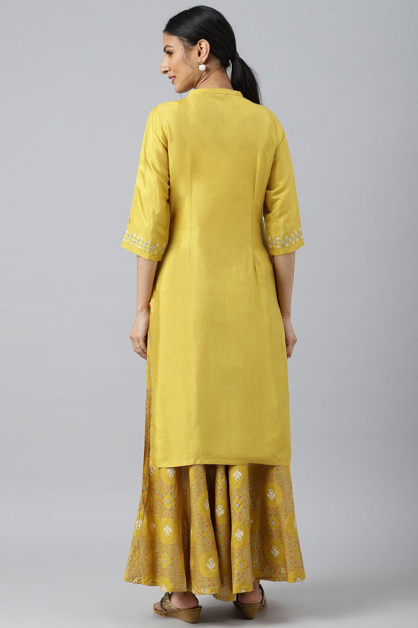 Yellow Embroidered And Sequin Work kurta