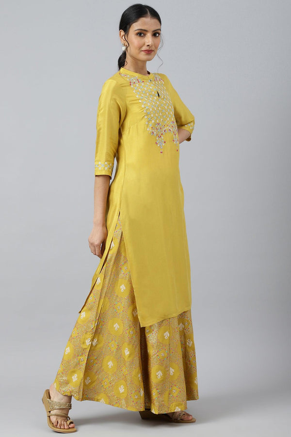 Yellow Embroidered And Sequin Work kurta