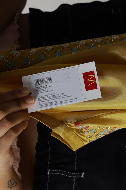 Yellow Embroidered And Sequin Work kurta - wforwoman