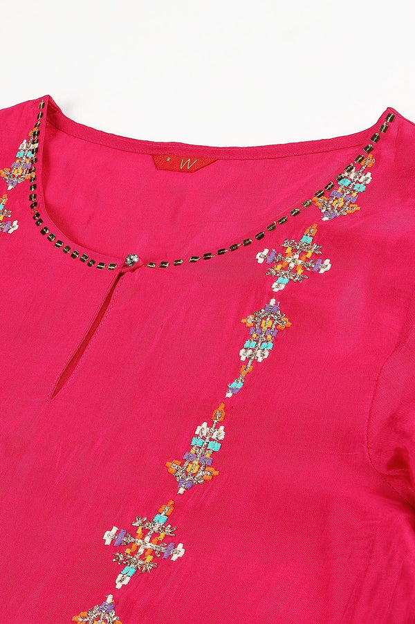 Bright Multicoloured Embroidered kurta With Front Slits