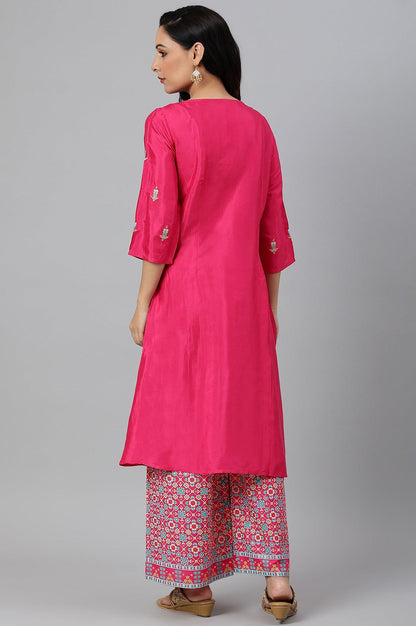 Bright Multicoloured Embroidered kurta With Front Slits - wforwoman