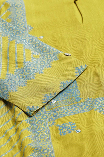 Green Placement Print Embellished kurta - wforwoman