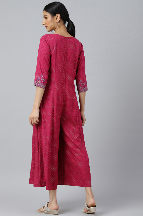 Dark Pink Mock Layer Embellished Jumpsuit