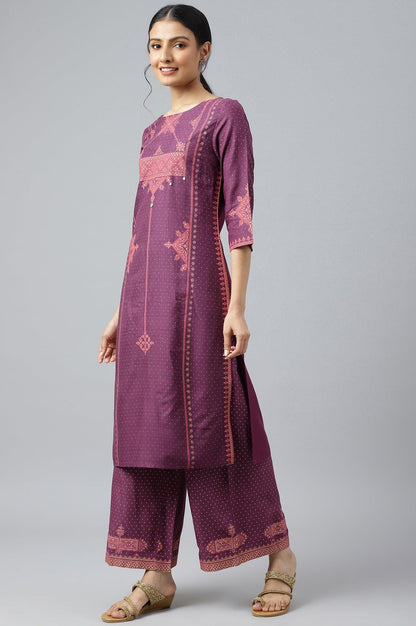 Purple Rayon kurta With Coins And Sequins Embellishment - wforwoman