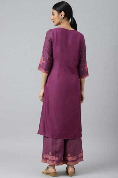 Purple Rayon kurta With Coins And Sequins Embellishment - wforwoman