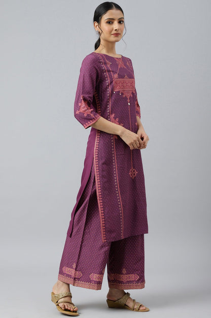 Purple Rayon kurta With Coins And Sequins Embellishment - wforwoman
