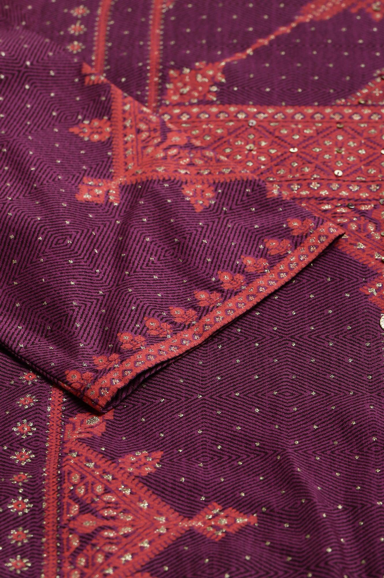 Purple Rayon kurta With Coins And Sequins Embellishment - wforwoman