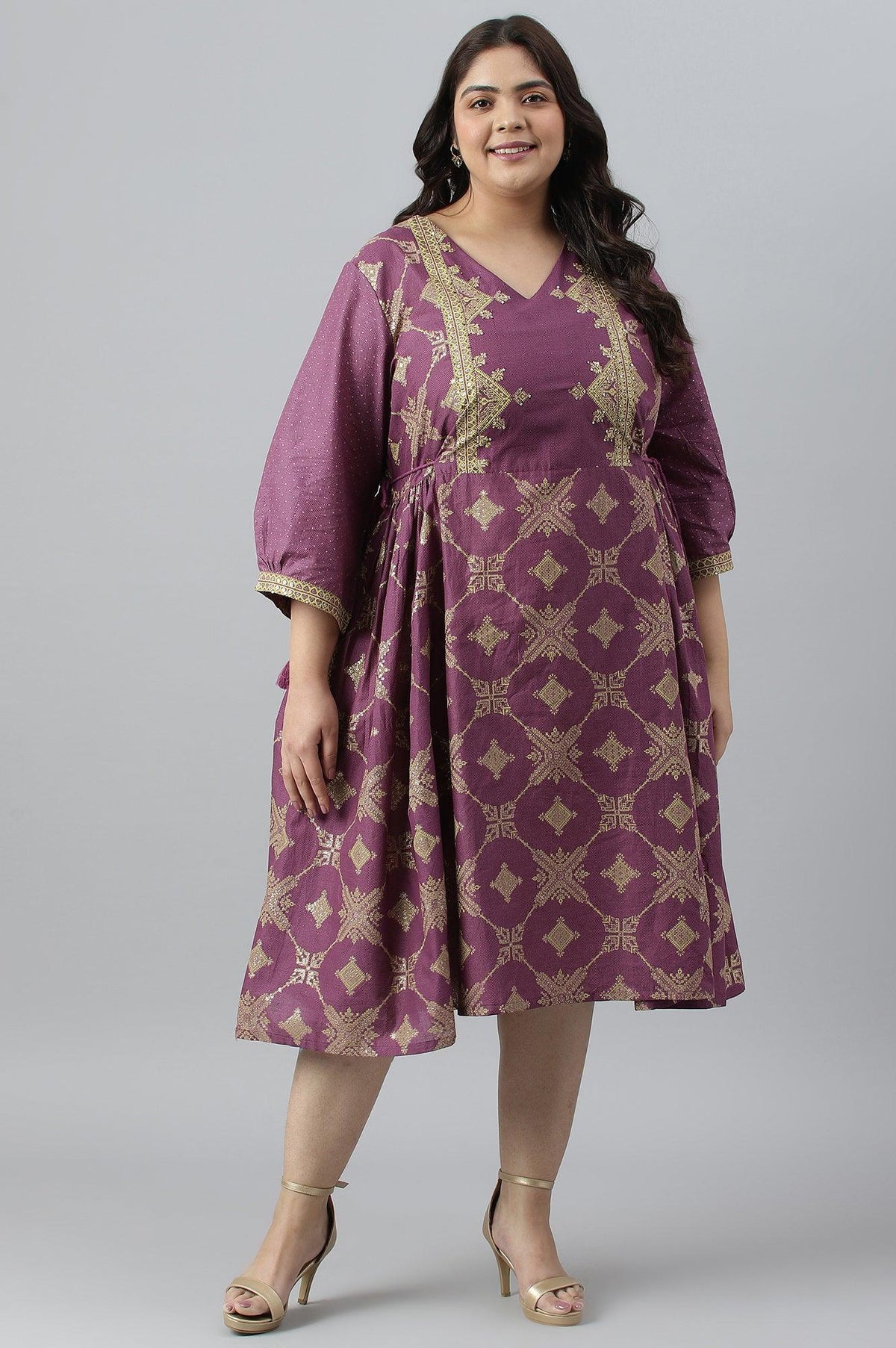 Plus Size Purple Festive Dress with Sequin - 4XL