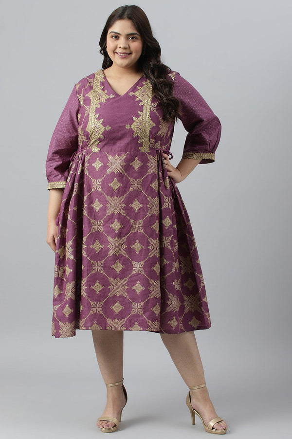 Plus Size Purple Festive Dress with Sequin
