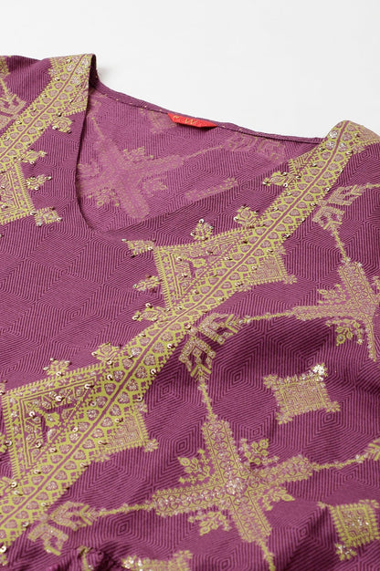 Plus Size Purple Festive Gathered Dress With Sequin - wforwoman