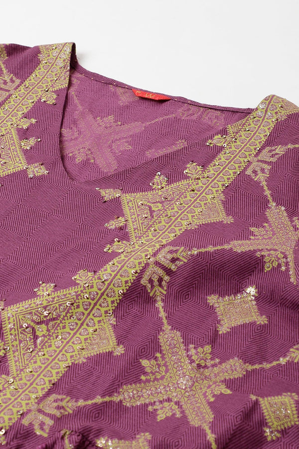 Plus Size Purple Festive Dress with Sequin