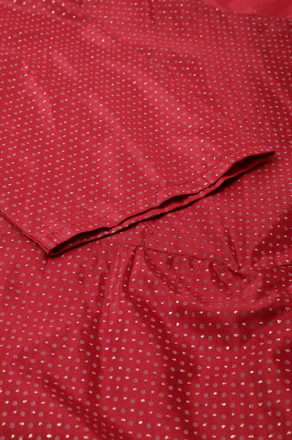 Plus Size Maroon Insta Saree Dress With Embroidered Belt - wforwoman