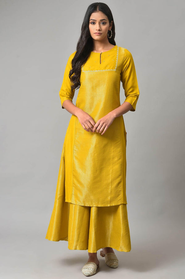 Yellow Dobby Festive kurta