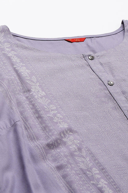 Plus Size Purple Panelled kurta With Front Slit - wforwoman