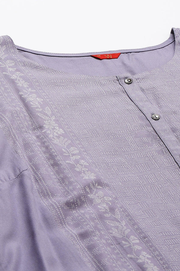 Plus Size Purple Panelled kurta With Front Slit