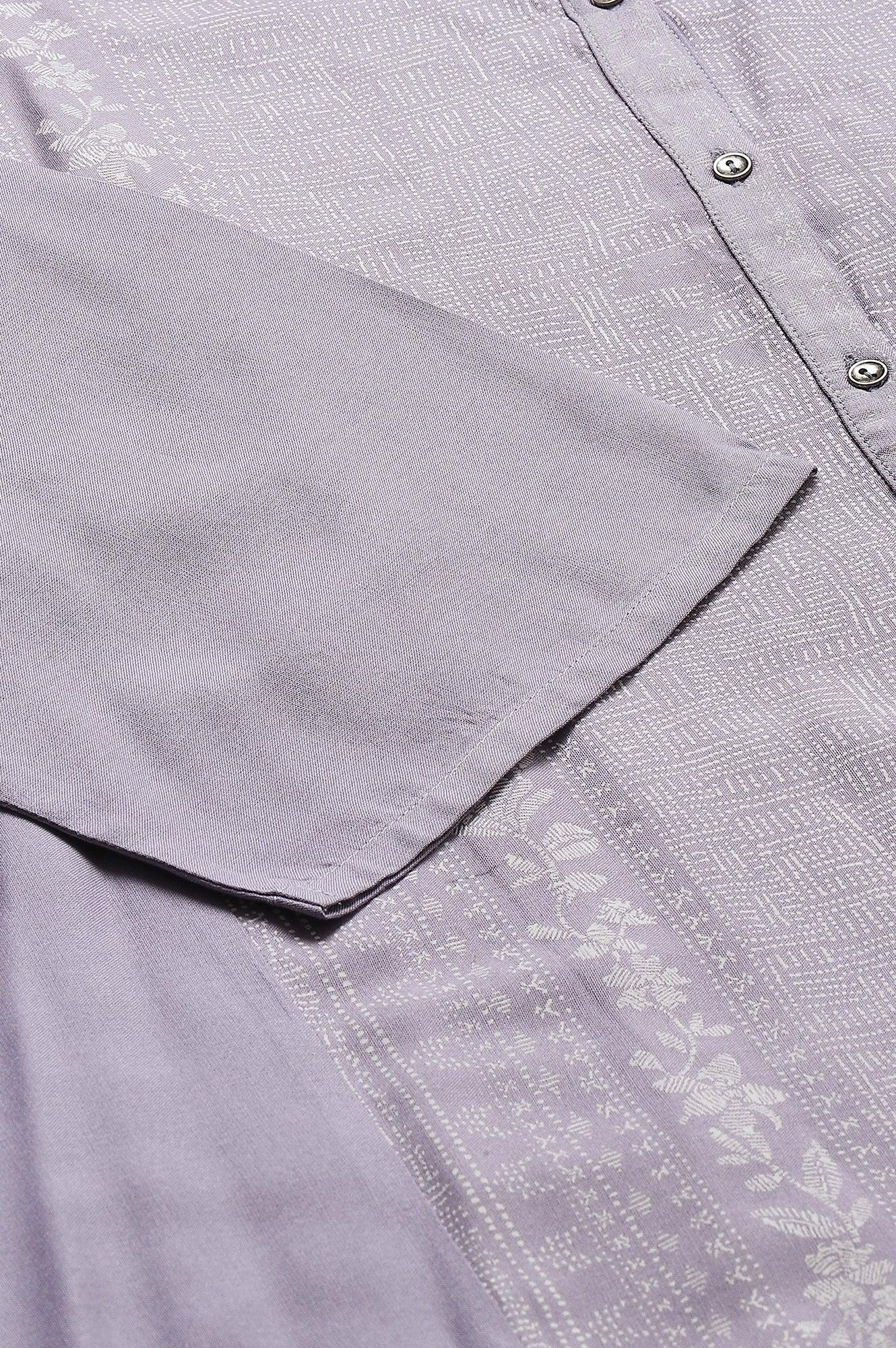 Plus Size Purple Panelled kurta With Front Slit - wforwoman