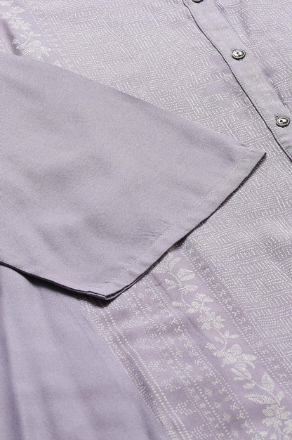 Plus Size Purple Panelled kurta With Front Slit - wforwoman