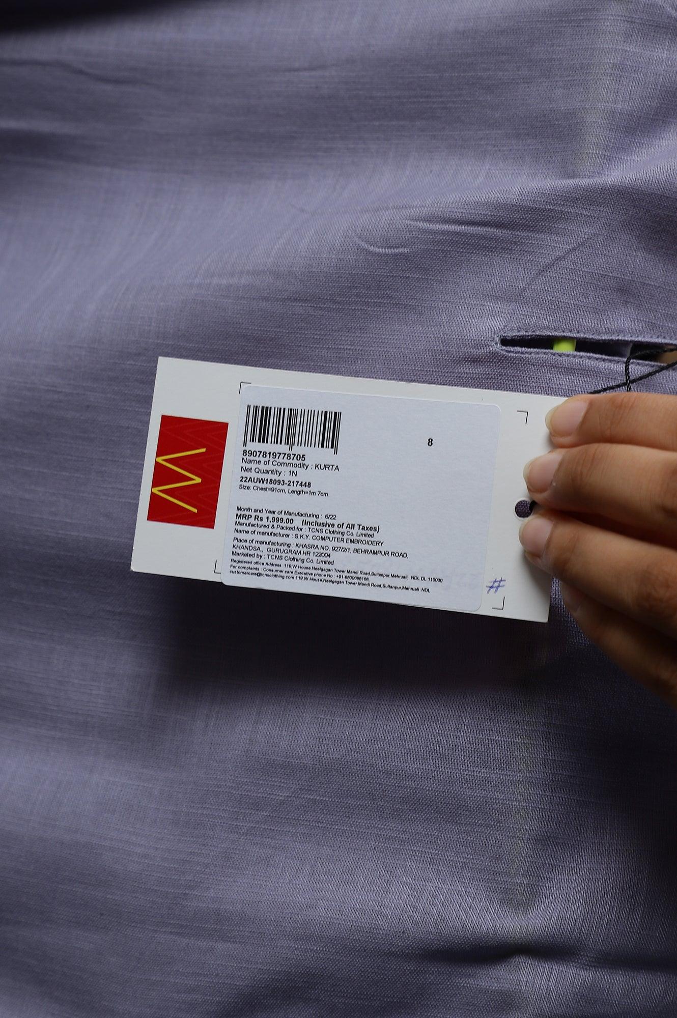 Blue Embroidered kurta With Pintuck Yoke - wforwoman