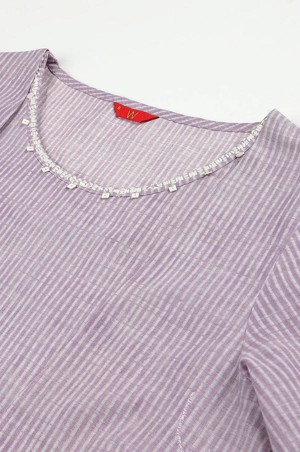 Lilac Embroidered Mock Layer kurta