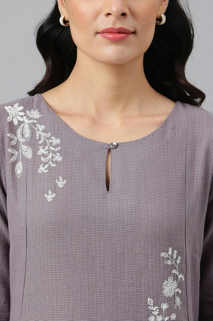 Dusk Purple Embroidered kurta - wforwoman