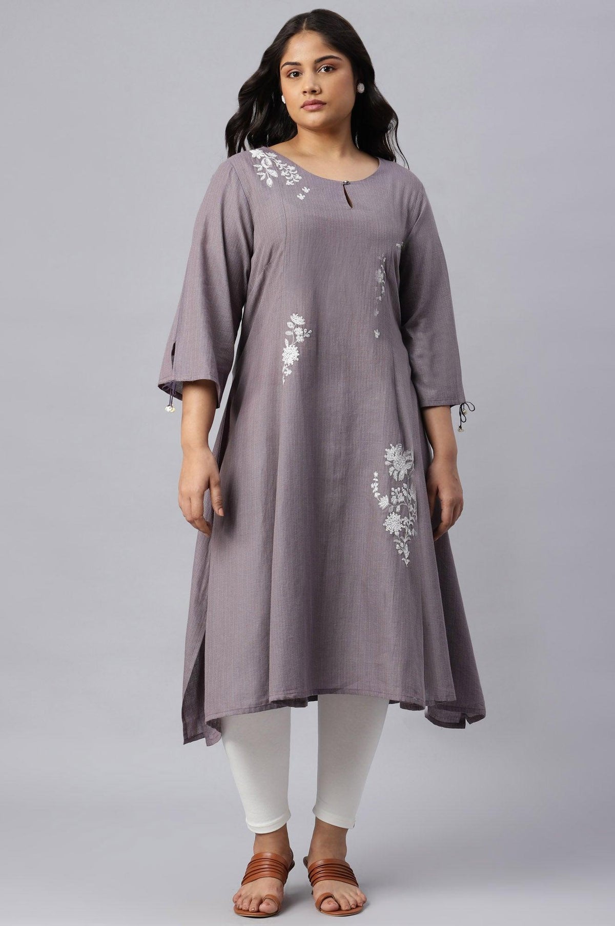 Plus Size Dusk Purple Embroidered kurta - 20