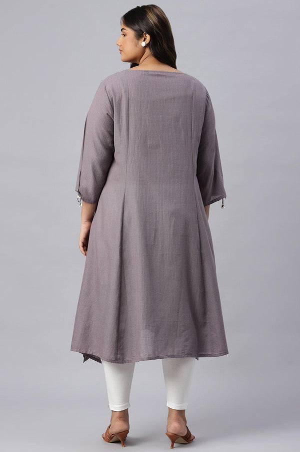 Plus Size Dusk Purple Embroidered kurta