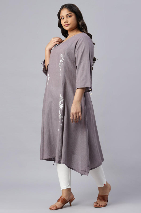 Plus Size Dusk Purple Embroidered kurta