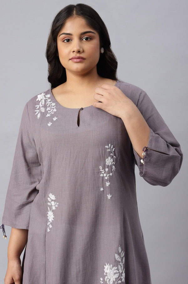 Plus Size Dusk Purple Embroidered kurta