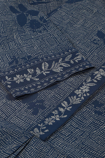 Blue Floral Printed Flared Indie Dress - wforwoman