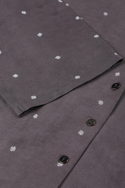 Tornado Grey Printed kurta In Half Placket - wforwoman