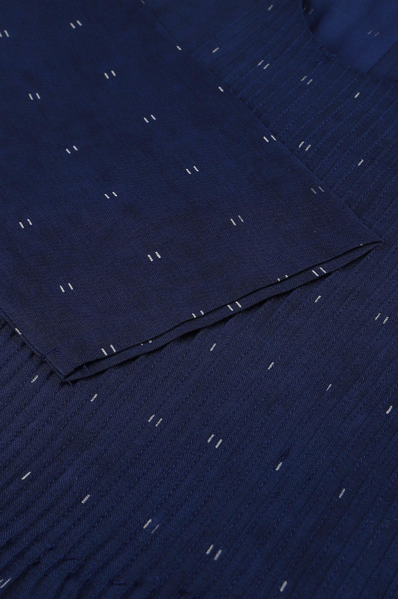 Indo Floral Print A-Line kurta With Pin Tucks - wforwoman