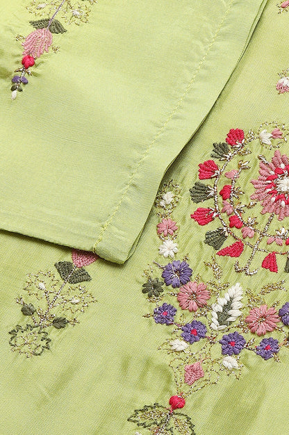 Green Embroidered A-Line kurta