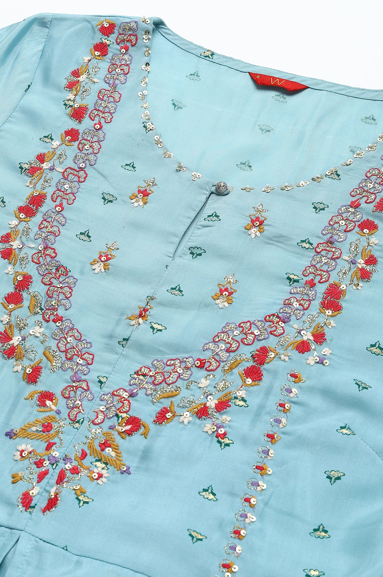Buy Light Blue Attached Dress With Embroidery Online for Woman | WforWoman Buy Light Blue Attached Dress With Embroidery Online for Woman | WforWoman