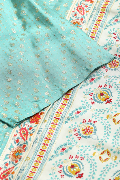 Green And Ecru Mock Layered Printed Plus Size kurta